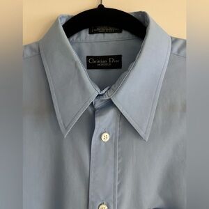Vintage Dior Men's Light Blue Short Sleeve Dress Shirt